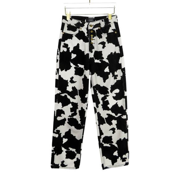 Cider Cow Print Straight Leg Jeans High Rise 90's Fit Mom Jeans Small 26" - Picture 1 of 9